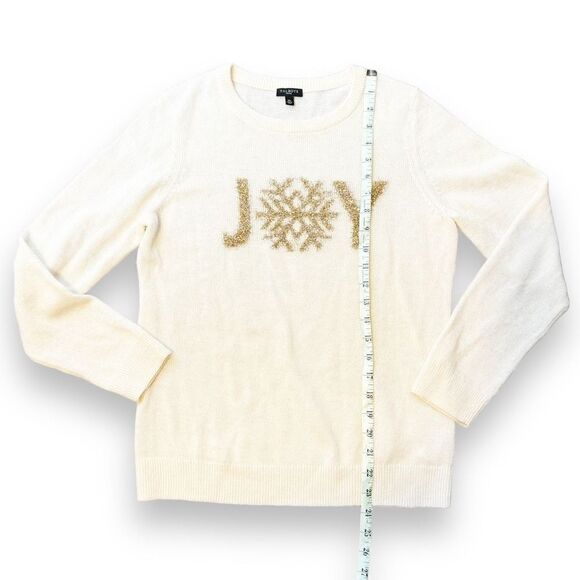 Talbots Wool Blend Snowflake JOY Gold Print Super Soft Sweater Women’s - Size MP - Picture 9 of 9